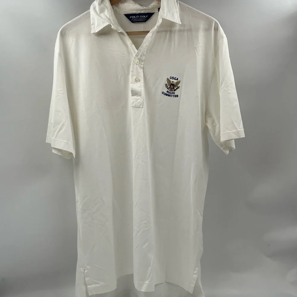 Polo Golf Ralph Lauren Men's M White Logo Short Sleeve‎ Polo